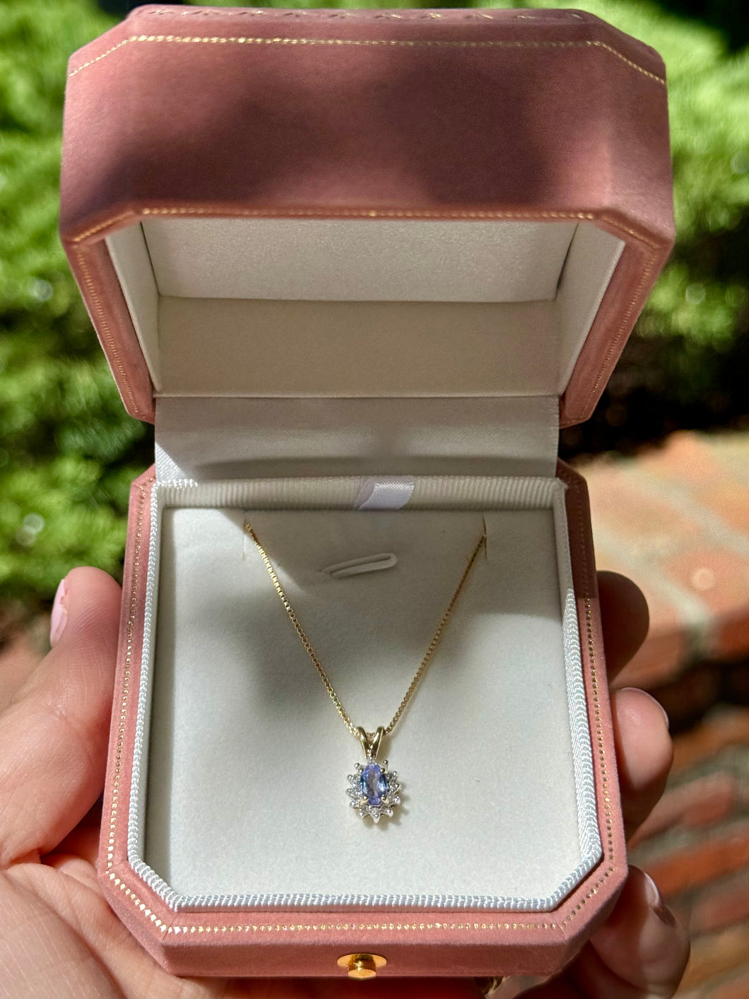 Tanzanite Halo Necklace