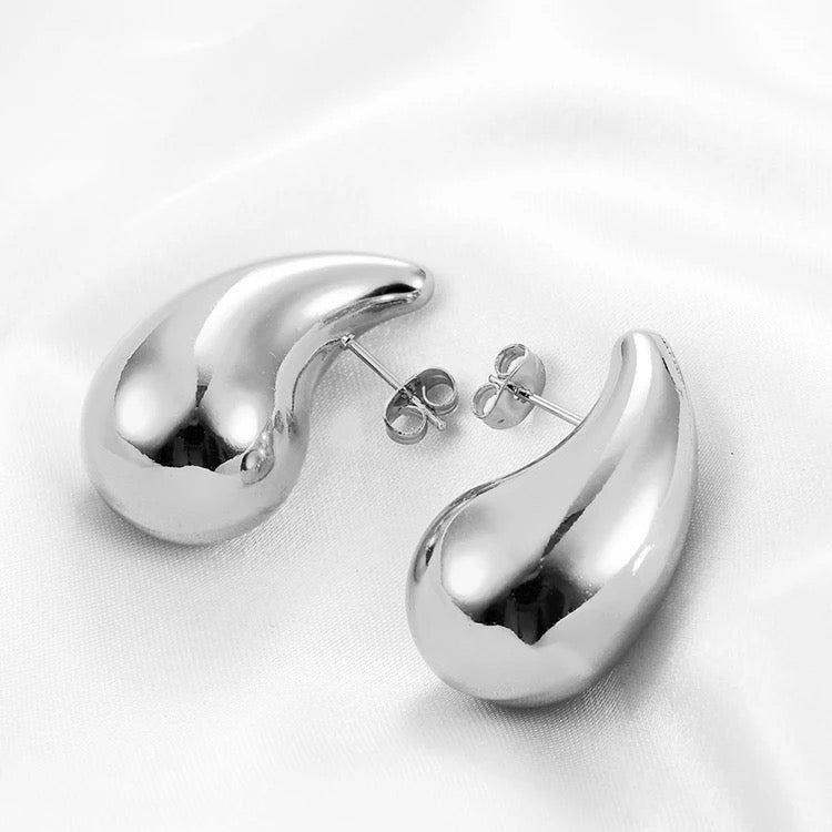Chunky Teardrop Earrings silver