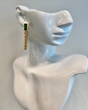 Load image into Gallery viewer, Emerald Chain Earrings (silver or gold)
